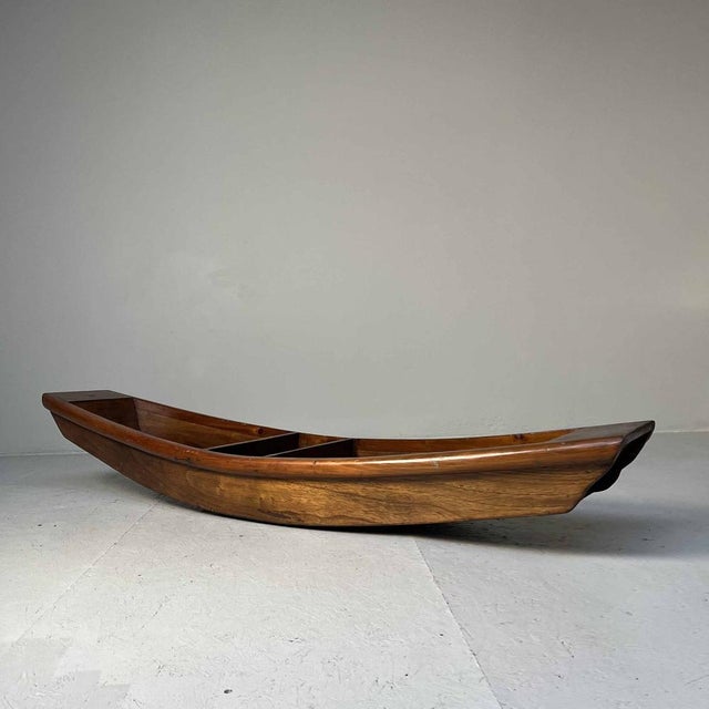 Brown Japanese Wabi Sabi Wooden Model Ikebana Boat, 1940s For Sale - Image 8 of 18