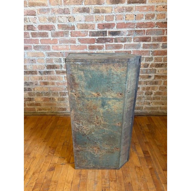 Antique Industrial Galvanized Steel Angled Shelving Unit For Sale - Image 12 of 16