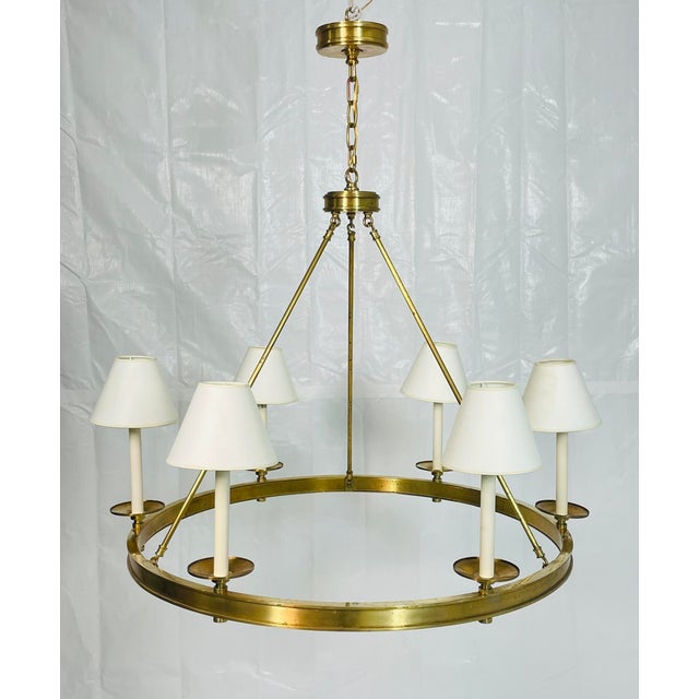 English Vintage Chapman & Myers "Launceton" Brass Chandelier for Visual Comfort For Sale - Image 3 of 18
