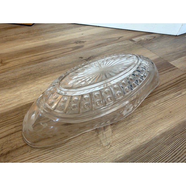 Vintage Pressed Clear Glass Oval Celery or Relish Dish For Sale - Image 4 of 11