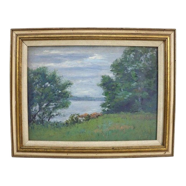 Theodore Houston Style New Hope School Oil on Board Impressionist Painting C1930 For Sale