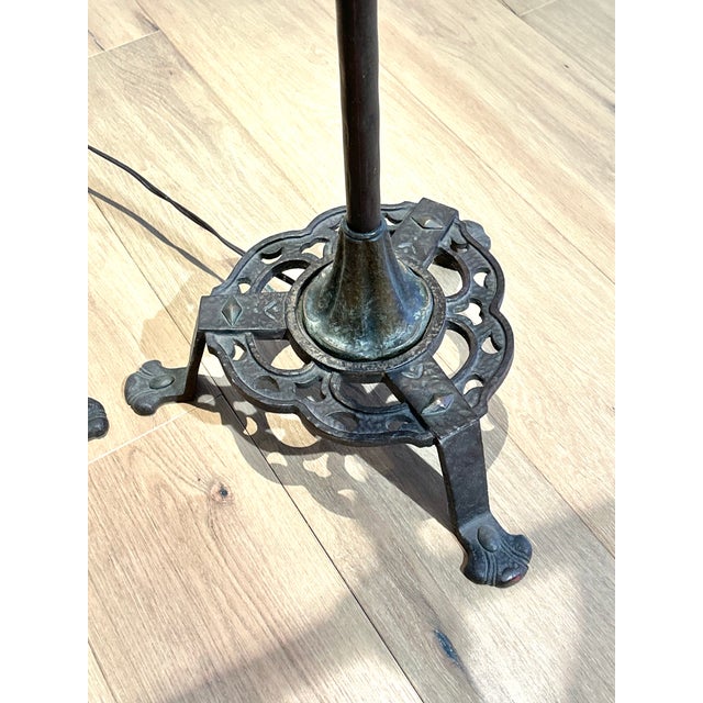 Metal 1920s Original Art’s & Crafts Iron Floor Lamps - a Pair For Sale - Image 7 of 10