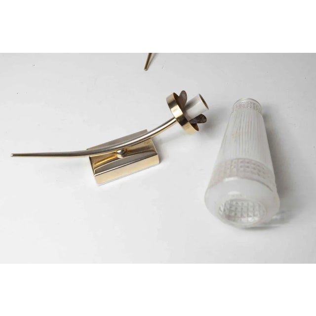 Brass and White Transparent Glass Sconces, 1960s, Set of 2 For Sale - Image 3 of 9