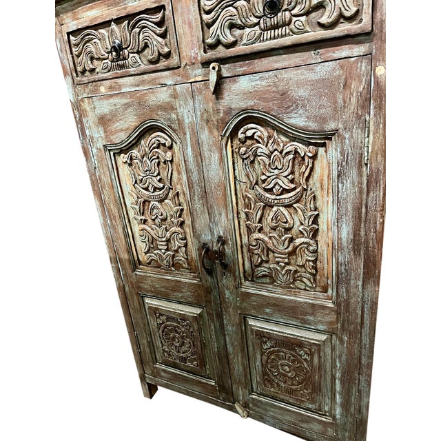 Antique Spanish Style Armoire Carved Storage Bar Cabinet For Sale In Orlando - Image 6 of 9
