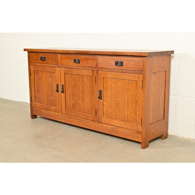 Mission L. & J. G. Stickley Mission Oak Arts & Crafts Sideboard or Bar Cabinet For Sale - Image 3 of 18