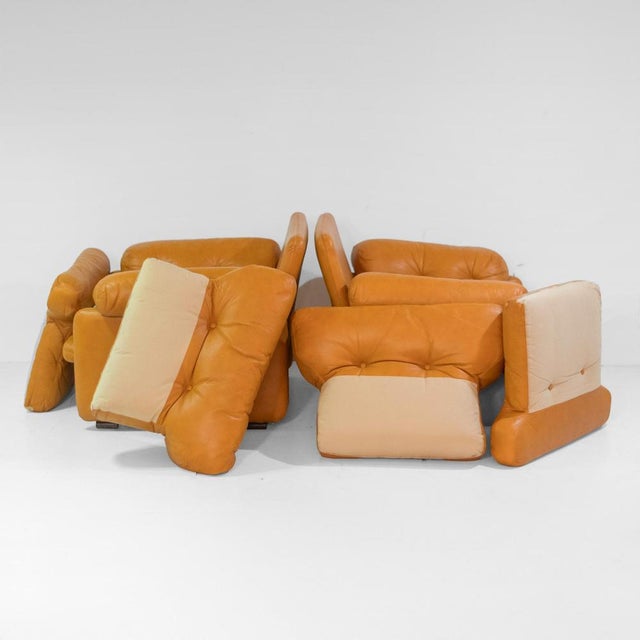 Tan Vintage Coronado Brown Leather Chairs by Tobia Scarpa for C&B Italia, 1972, Set of 2 For Sale - Image 8 of 18