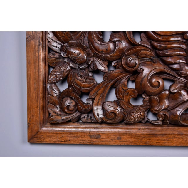 Large Early 20th Century Intricately Hand Carved Walnut Panel For Sale In Detroit - Image 6 of 11