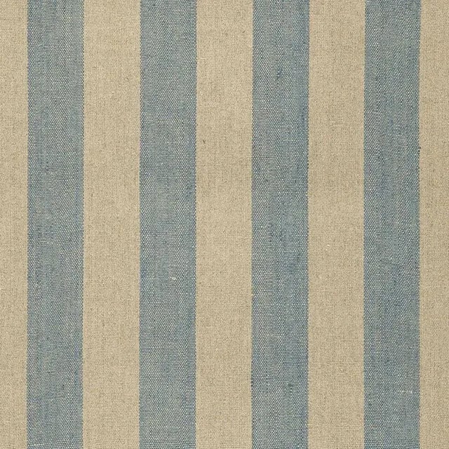 Sample - Schumacher Augustin Linen Stripe Fabric in Denim / Linen For Sale