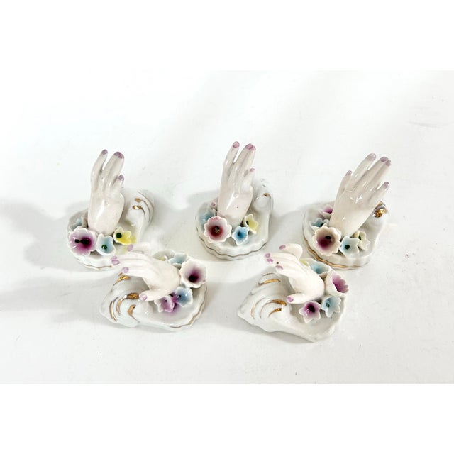 Vintage Porcelain Hand Place Card Holders, Set of 5 For Sale - Image 12 of 13