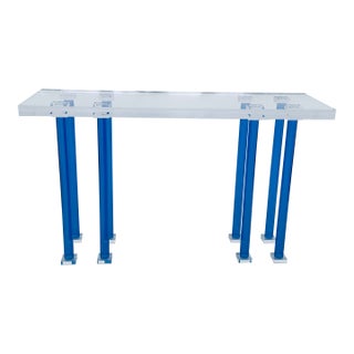 Elegant "Blue Ice" Lucite Acrylic Console Table For Sale