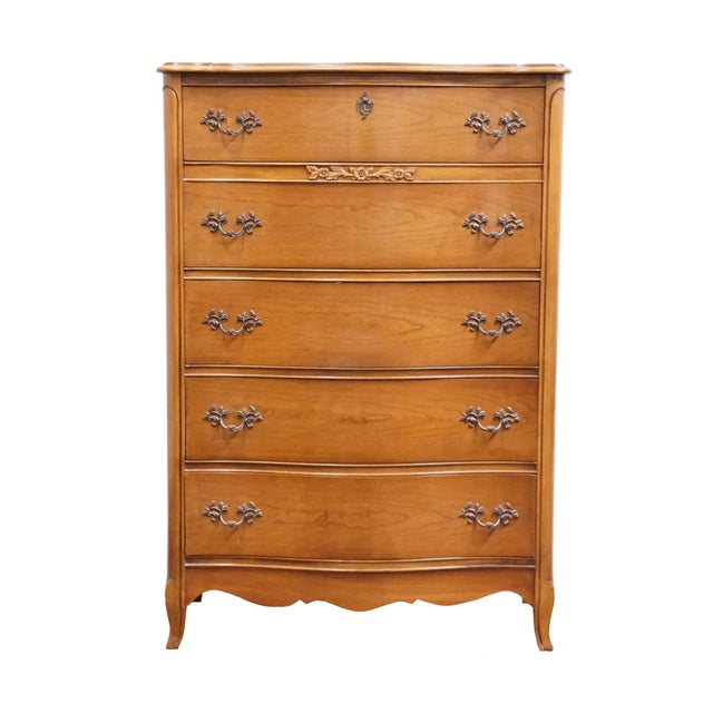French Provincial Bassett Furniture Solid Cherry Country French Provincial 37" Chest of Drawers 5400-8960-980 For Sale - Image 3 of 12