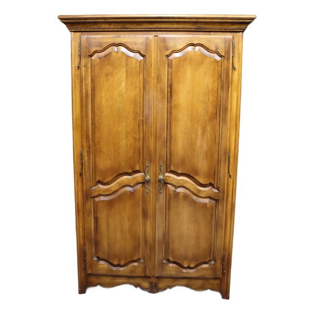 Ethan Allen Cherry French Provincial Linen Press Armoire For Sale