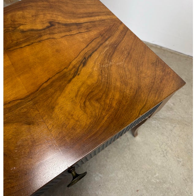 Mid 20th Century Baker Furniture Regency Burlwood Top Side Tables / Nightstands For Sale - Image 12 of 12