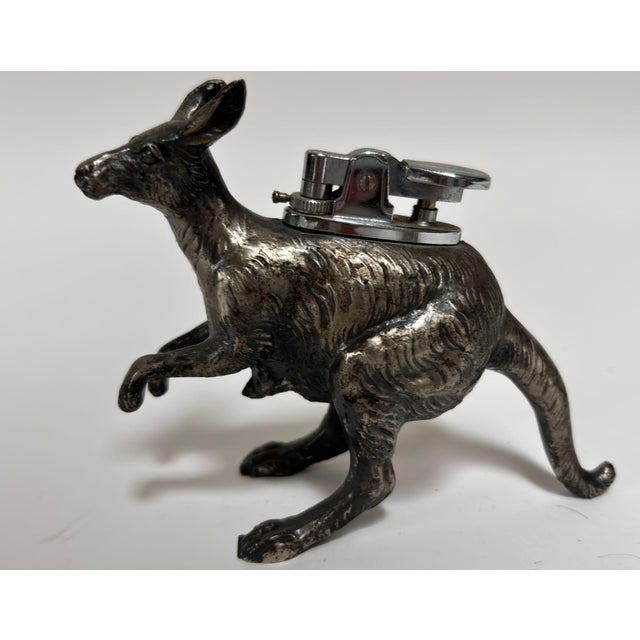 Silver Japanese Figural Kangaroo Tabletop Lighter, Cast Metal, Circa 1960 For Sale - Image 8 of 15