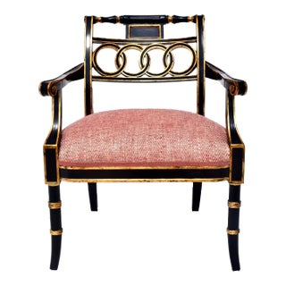 Maitland Smith Regency Open Arm Lounge Chair For Sale