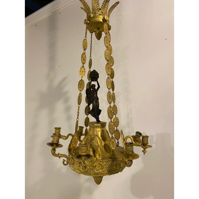 Late 19th Century Late 19th Century Empire Gilt Bronze Chandelier For Sale - Image 5 of 7