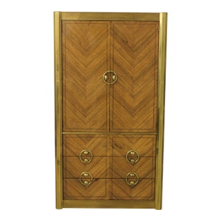 Mastercraft Mid Century Modern Walnut & Brass Armoire For Sale