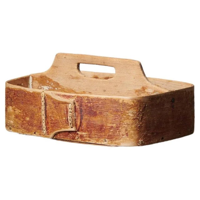 Brown Northern Swedish Folk Art Cutlery Basket For Sale - Image 8 of 8