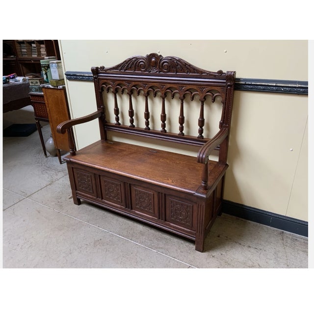 Antique Art Nouveau Chest Bench, 1900s For Sale - Image 9 of 10