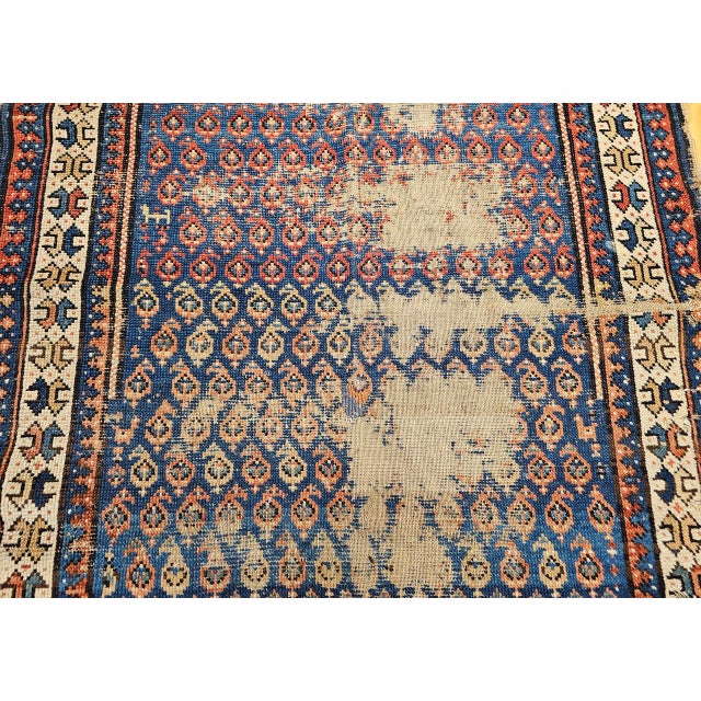 Navy Blue 19th Century Caucasian Shirvan Rug, Handwoven Wool, Allover Paisley Design, Blue & Ivory, 3' x 4' For Sale - Image 8 of 14