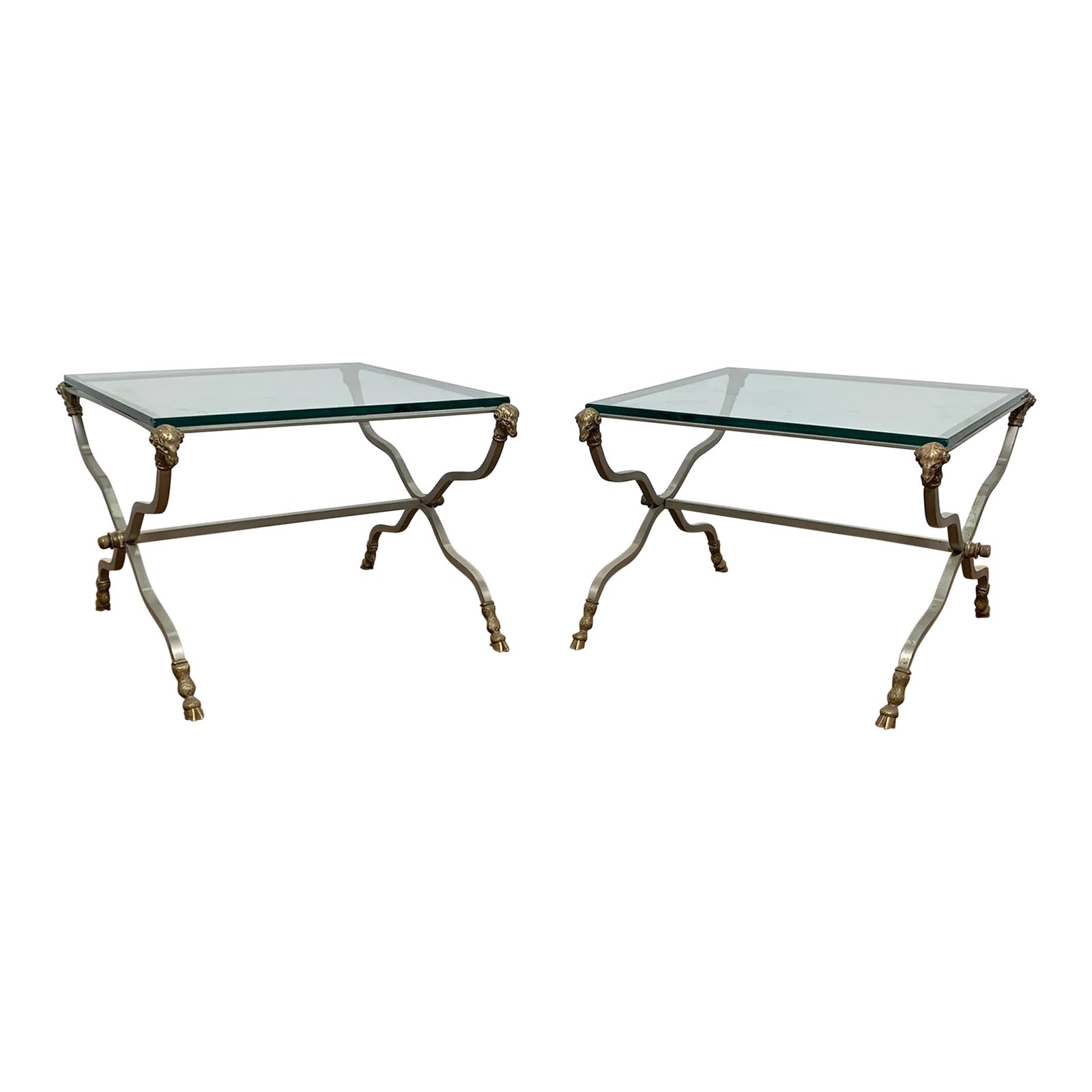 C. 1960s Italian X-Form End Tables With Ram's Head Accents - a Pair ...