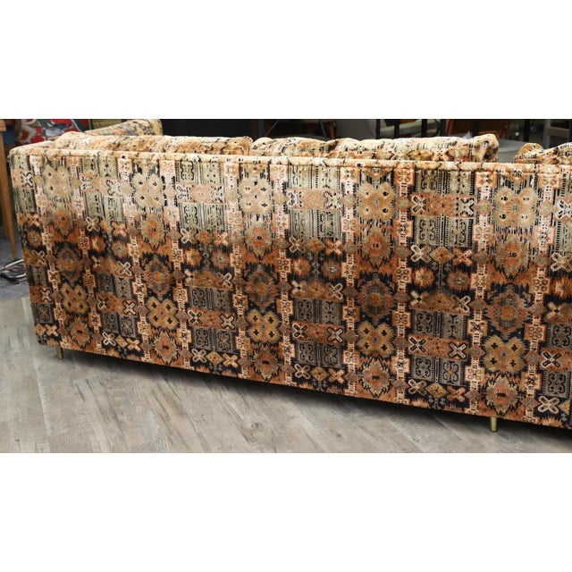 Textile 1960s Long Jack Lenor Larsen Velvet Tuxedo Sofa in Style of Paul McCobb For Sale - Image 7 of 12