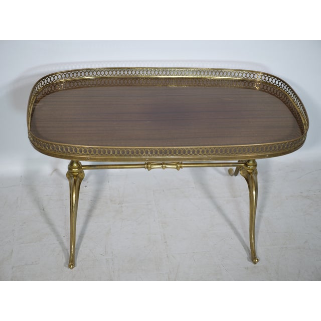 1960s Regency Bar Table with Removable Top in Brass and Teak, 1960s For Sale - Image 5 of 11