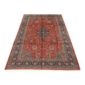 Sarouk Rug 9’5” X 12’6” Red Wool Vintage Traditional Hand-Knotted Carpet