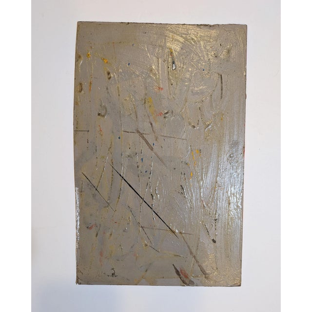 Original mid-century primitivist mixed-media abstract work on board, estimated 1950s–1960s. The composition features a...