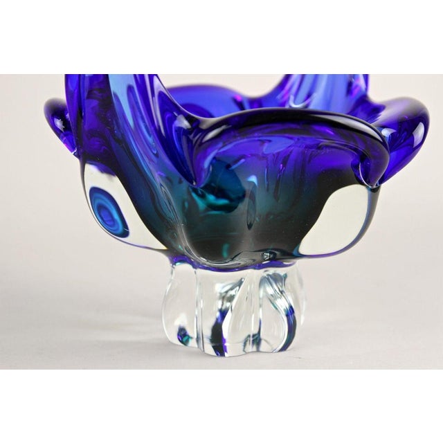 Mid-Century Blue Murano Glass Basket with Curved Handles, Italy, 1960 For Sale - Image 18 of 18