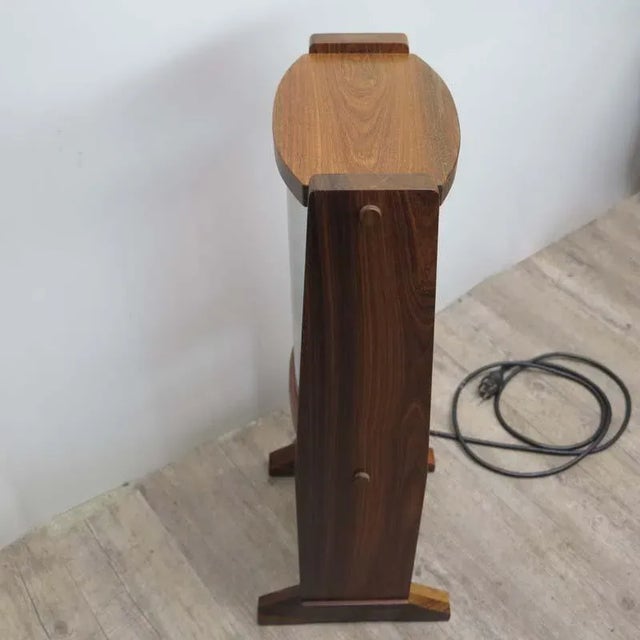 Vintage Wooden Floor Lamp with Arched Glass Panes, 1960s For Sale - Image 9 of 16