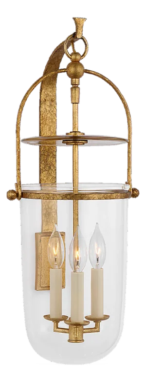 Chapman & Myers for Visual Comfort Signature Lorford Medium Sconce in Gilded Iron with Clear Glass