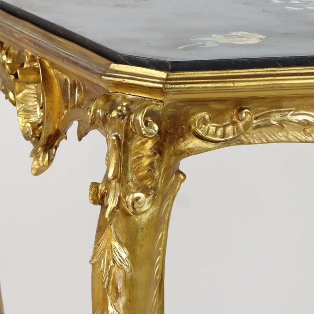 Louis XV Gilded Salon Table with Scagliola Top, France, 1860s For Sale - Image 10 of 18