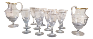 Large 20th Century Glasses and Carafes, Italy, Set of 13