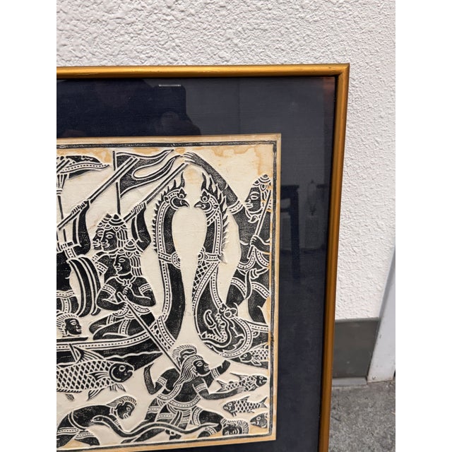 Angkor Wat Dragon Boat Rubbing, Vintage For Sale - Image 11 of 12