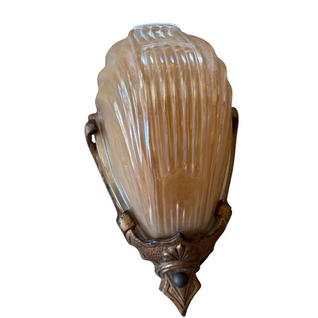 Metal 1920s Stamped Markel Art Deco Single Wall Sconce For Sale - Image 7 of 7