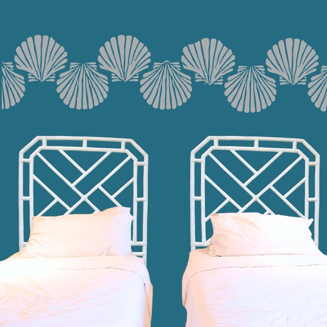 Mid 20th Century Vintage Chinese Chippendale Style Twin Headboards Set of Two - White For Sale - Image 5 of 7