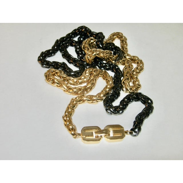 1970s Vintage Givenchy Gold & Hematite Thick Chain Necklace For Sale - Image 5 of 6