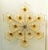 Italian midcentury flush mount with twelve amber Murano glass shades carefully hand blown with bubbles inside the glass...