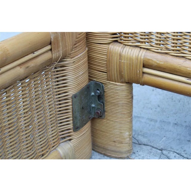 Wood Vintage Italian Bamboo and Wicker Bed by Tommaso Barbi, 1970 For Sale - Image 7 of 17