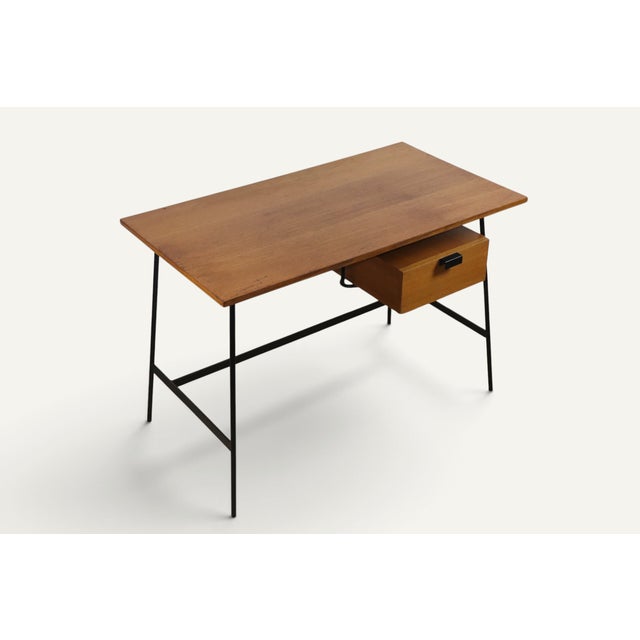 Desk by Pierre Paulin for Thonet in Oak and Black Metal, 1950s For Sale - Image 13 of 18