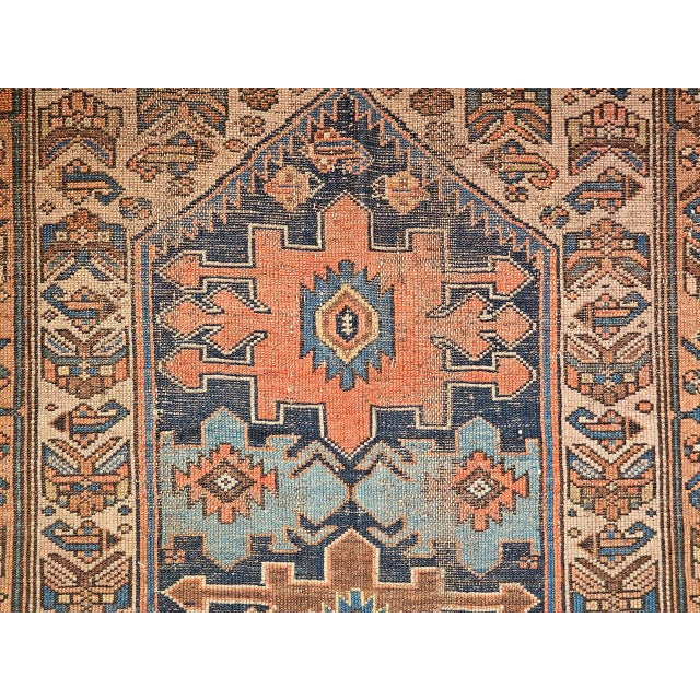Persian Antique Persian Malayer Area Rug, Hand-Knotted Wool, Geometric Pattern, 4x6, Ivory & Navy For Sale - Image 3 of 18