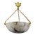 Large White Alabaster with Black Veins & Bronze Pendant, 1920s For Sale