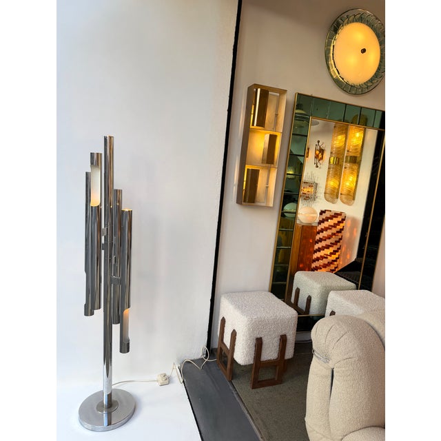 Floor Lamp Organ Metal Chrome by Gaetano Sciolari, Italy, 1970s For Sale - Image 9 of 13