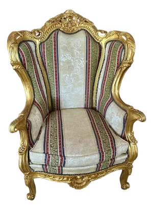 Vintage Baroque Heavily Carved Gilt Wood Chair (4 Available)