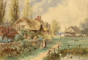 William Henry Harford, Thatched Cottage Scene, Early 20th Century, Watercolour