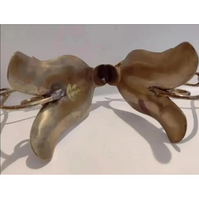 Dolbi Cashier Circa 1980s Dolbi Cashier Brass Art Nouveau Leaf Candle Holders- A Pair For Sale - Image 4 of 6