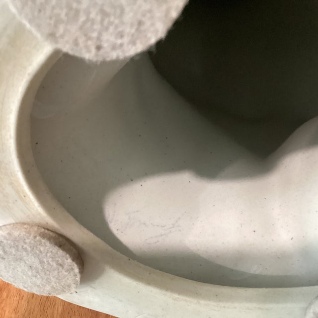 Vintage Large Hand Painted White & Blue Ceramic Rooster Sculpture Numbered Signed For Sale - Image 11 of 12