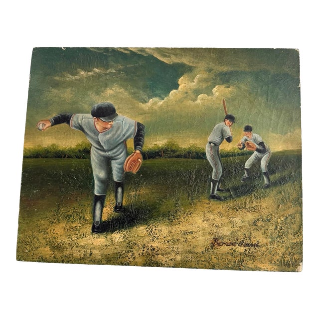 20th Century Baseball Painting For Sale