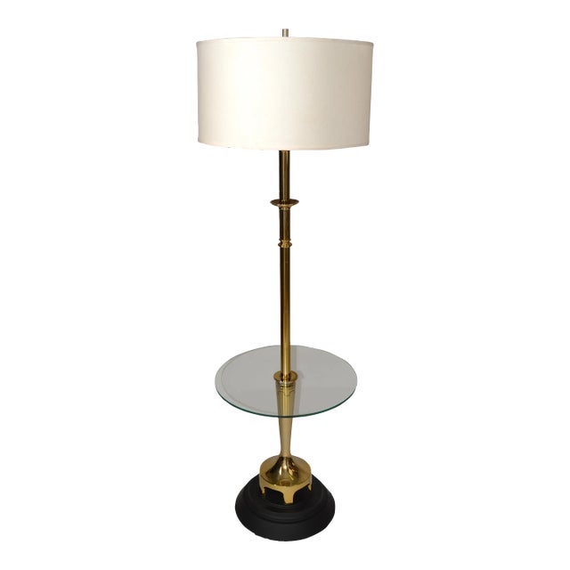 1970s Laurel Lamp Company Round Glass Side Table Floor Lamp Shade American, Unsigned For Sale